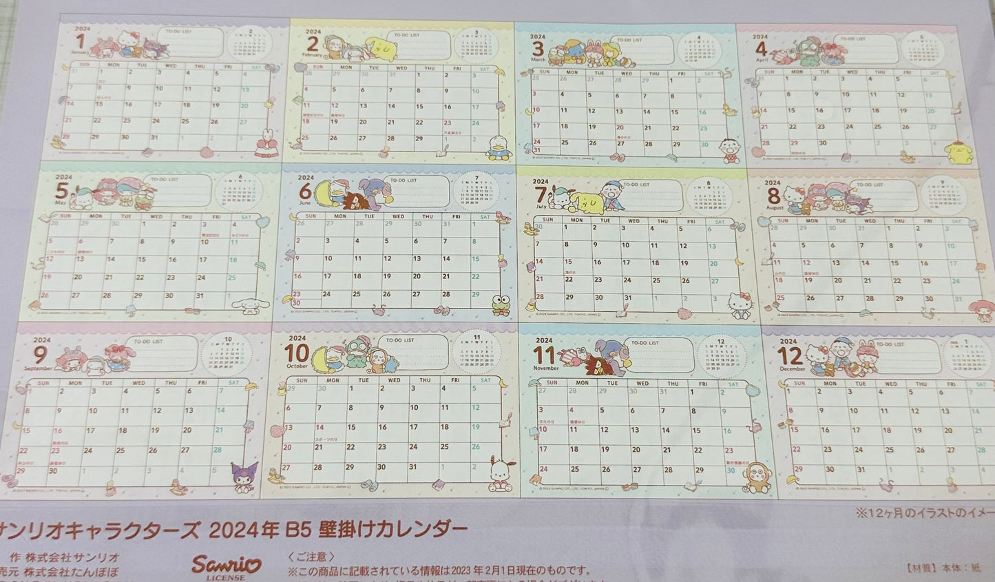 Calendario Japonés Sanrio 2024